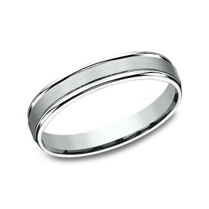 Comfort-Fit Design Wedding Band, Satin 4mm