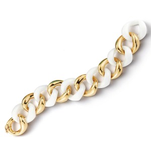 Seaman Schepps 18K & White Ceramic Link Bracelet