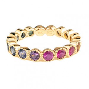 18K Rainbow Sapphire Eternity Band