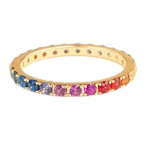 18K Rainbow Sapphire Eternity Band