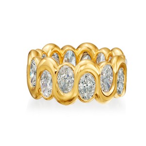 Yellow Gold Oval Diamond Bezel-Set Eternity Band