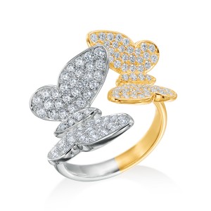 Two-Tone Pavé Diamond Butterfly Ring
