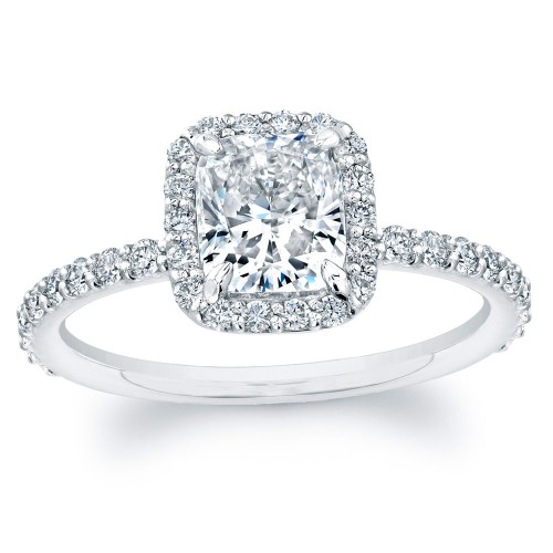 18K Radiant Cut Diamond Halo Ring