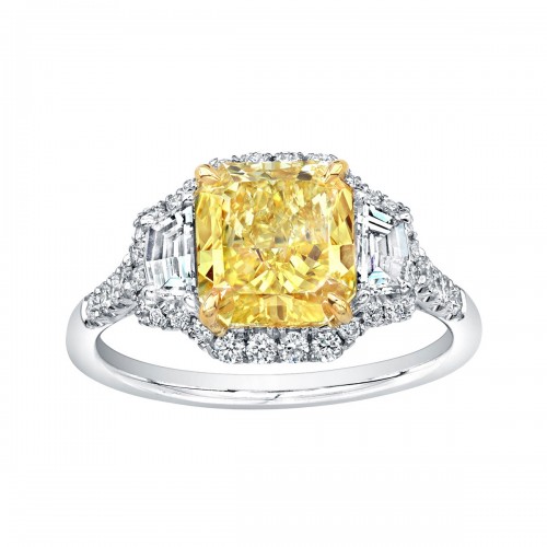 Platinum & 18K Fancy Yellow Diamond Ring
