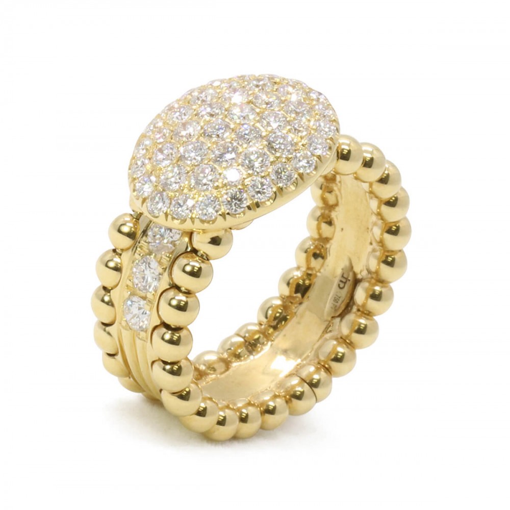 18K Diamond Bead Ring