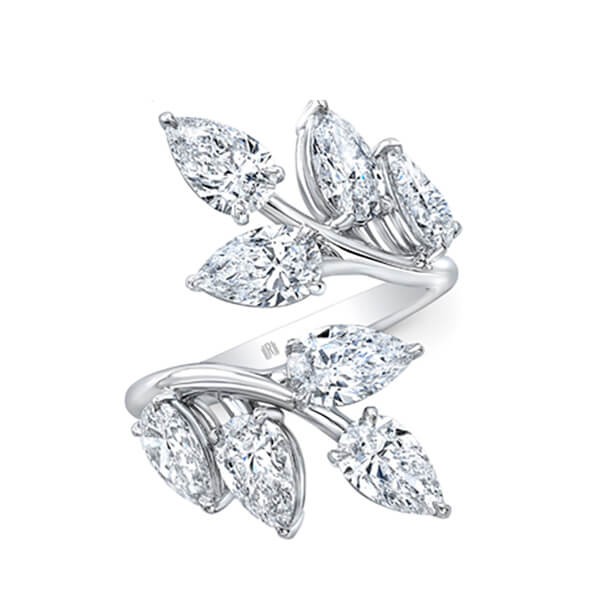18K Diamond Branch Bypass ring