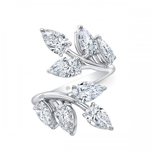 18K Diamond Branch Bypass ring