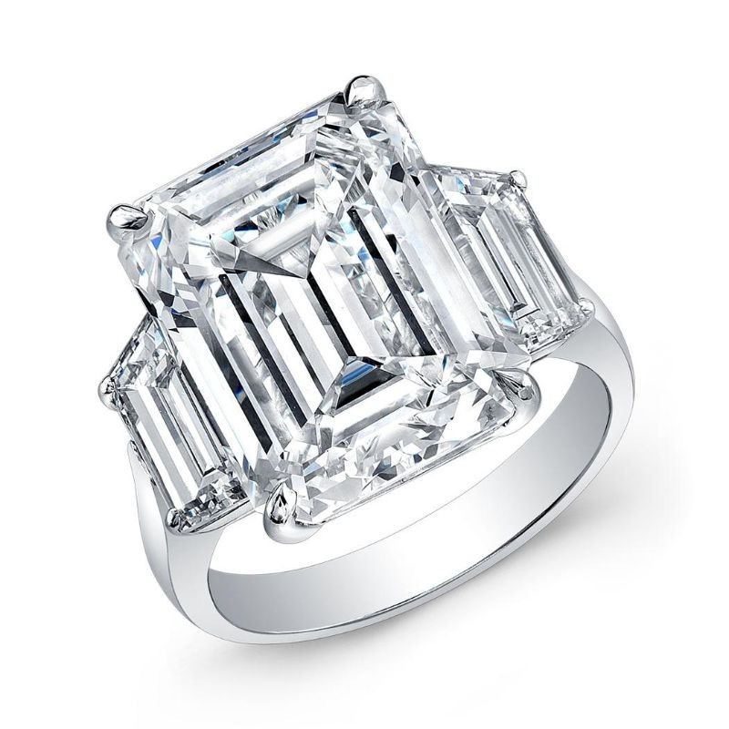Platinum Emerald Cut Diamond Ring