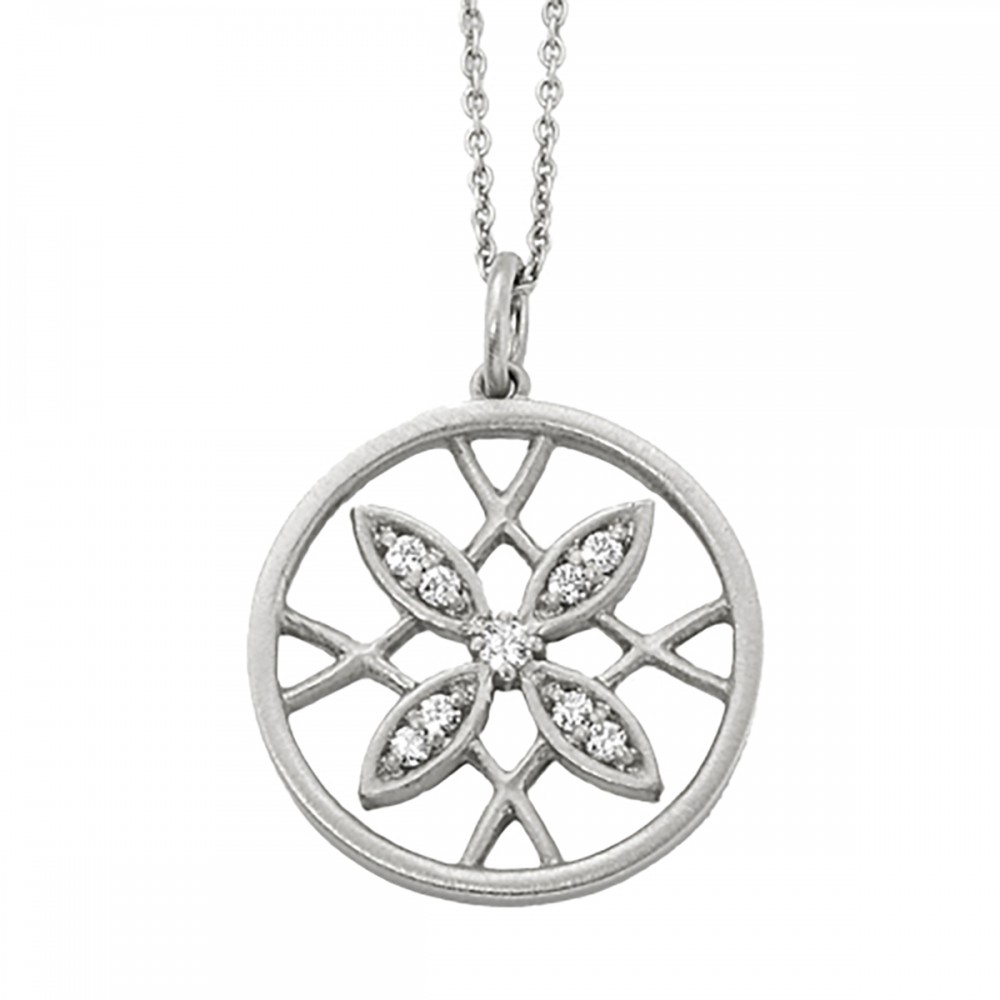 Sliver Compass Logo Lock Necklace