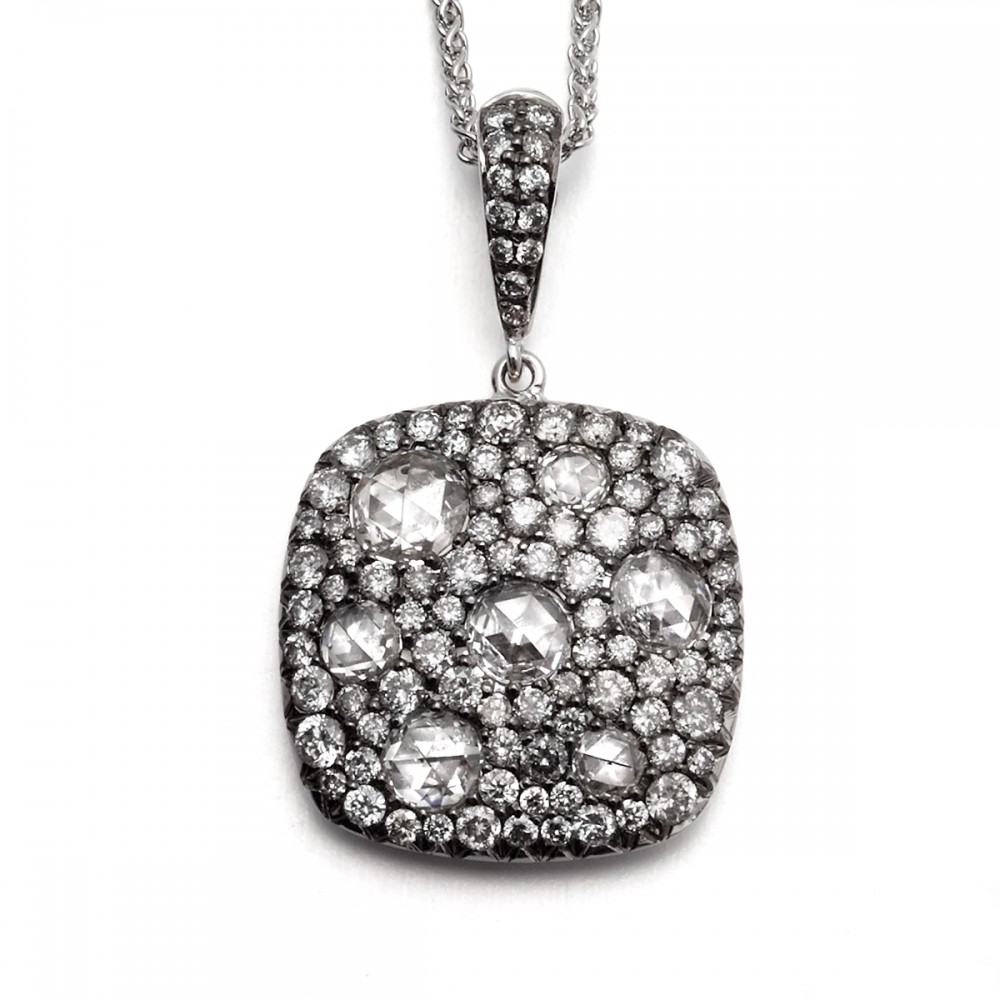 18K Diamond Square Pendant