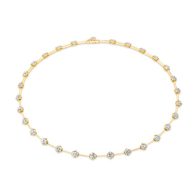 18K Yellow Gold Diamond Bar Necklace