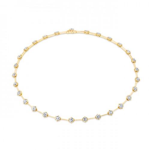 18K Yellow Gold Diamond Bar Necklace