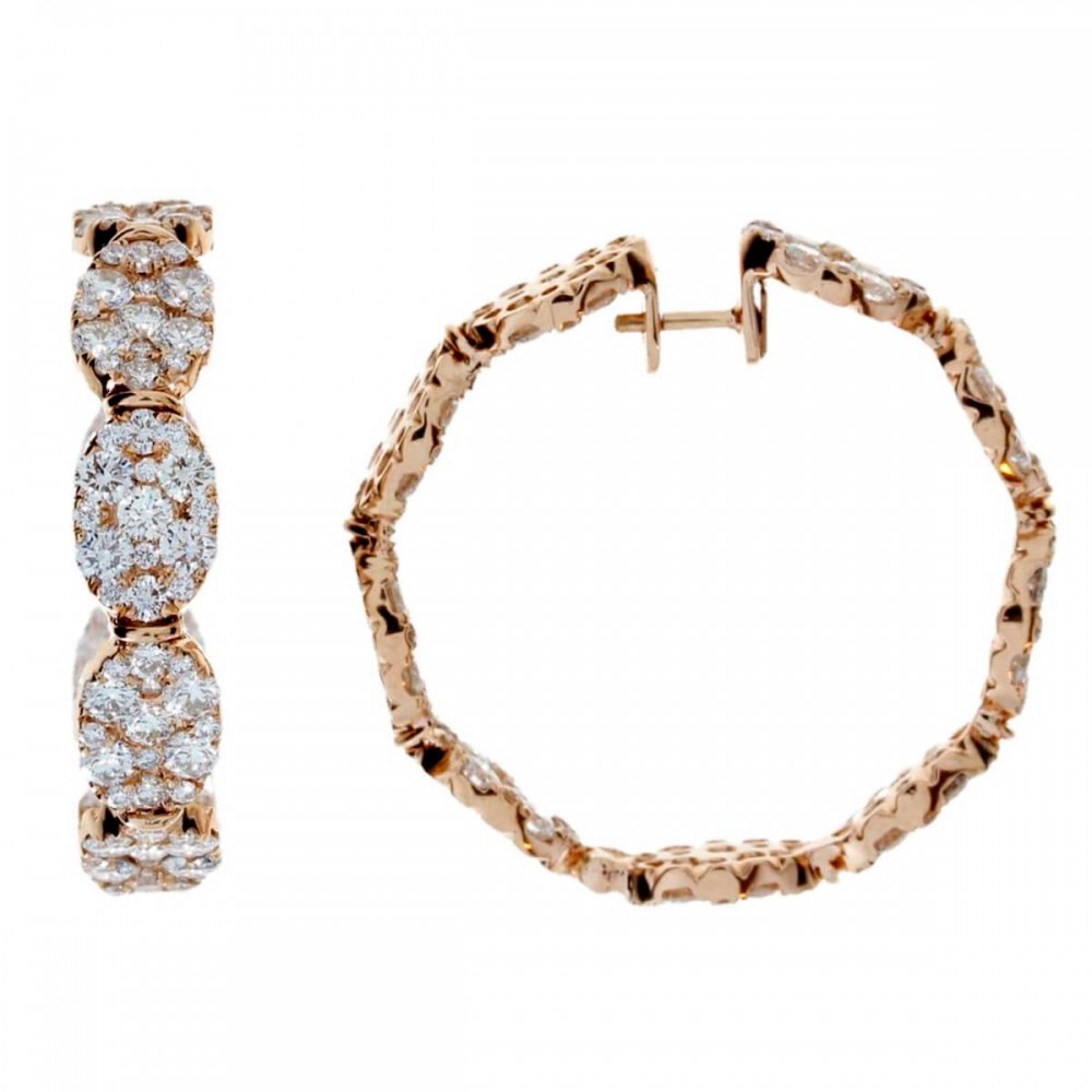 18K pave Diamond Hoop Earrings