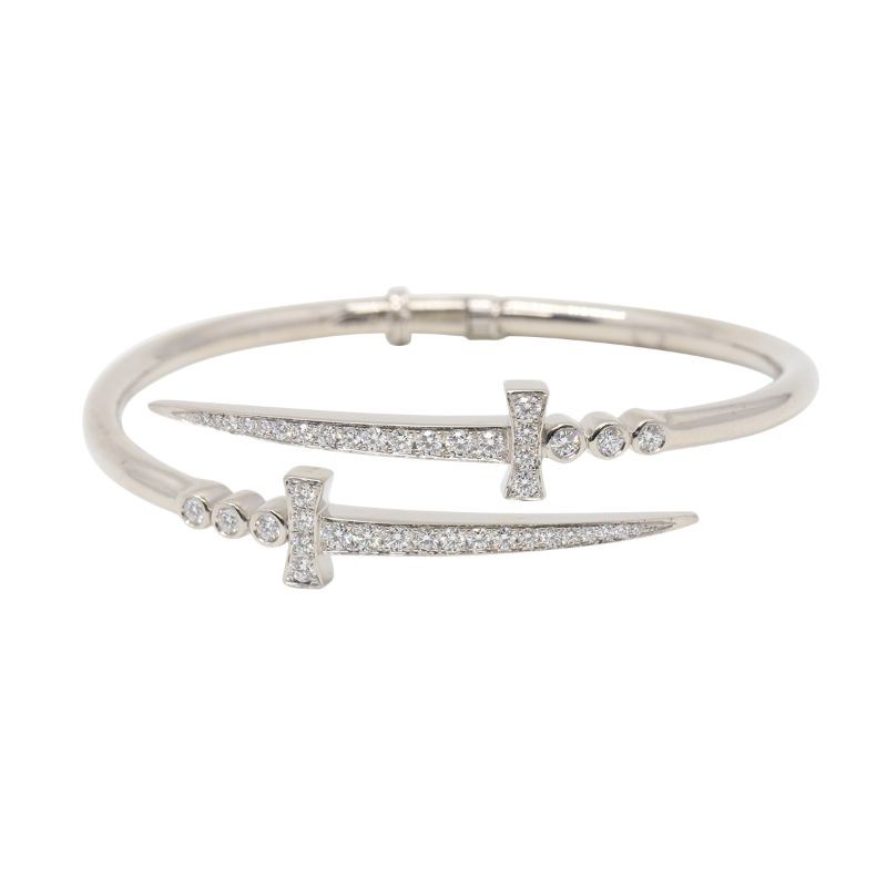 18K Diamond Dagger Open Cuff Bracelet