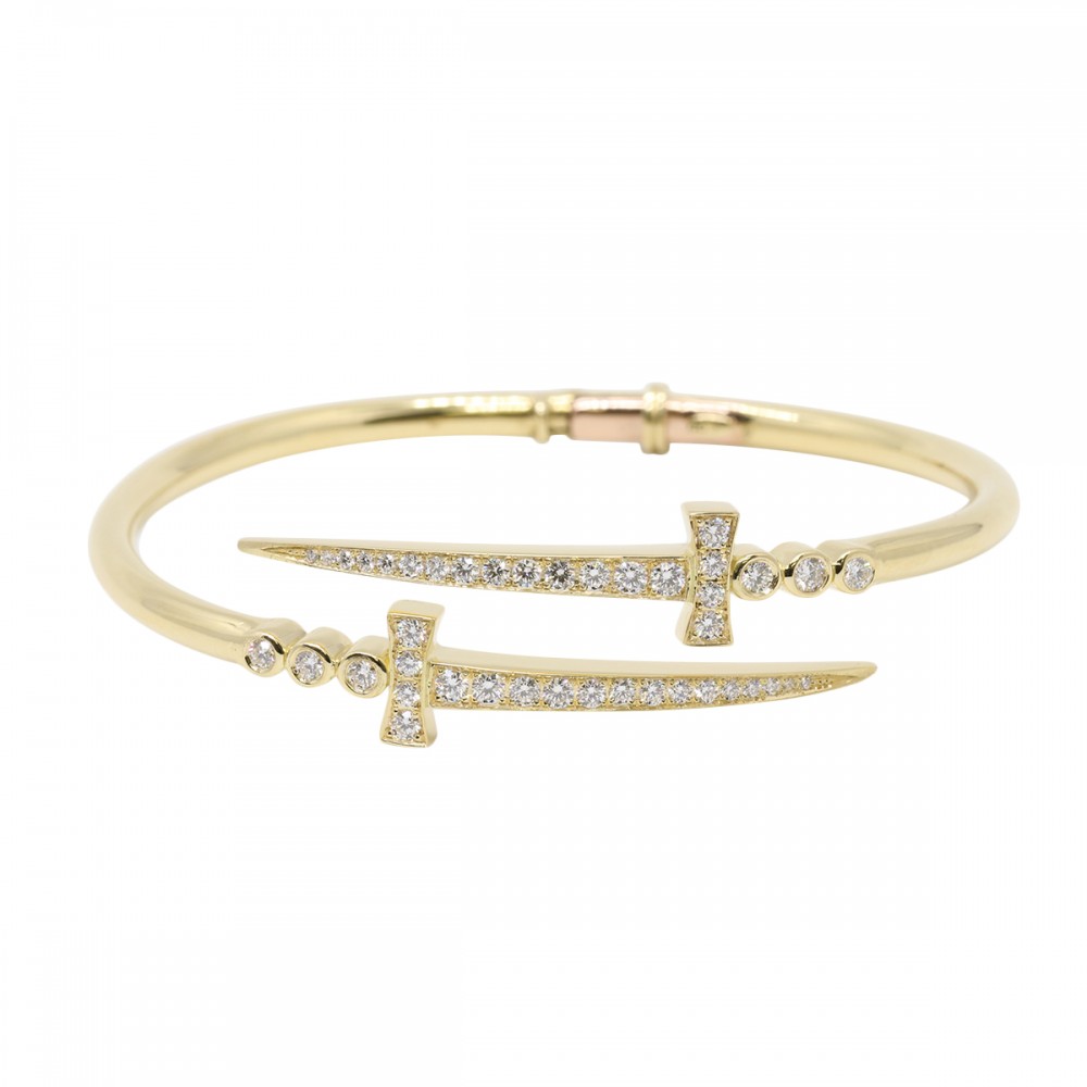18K Diamond Dagger Open Cuff Bracelet