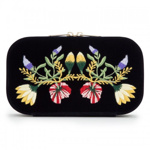 Wolf Zoe Indigo Embroidered Travel Zip Case