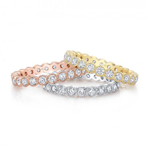 18K Beaded Diamond Eternity Bands