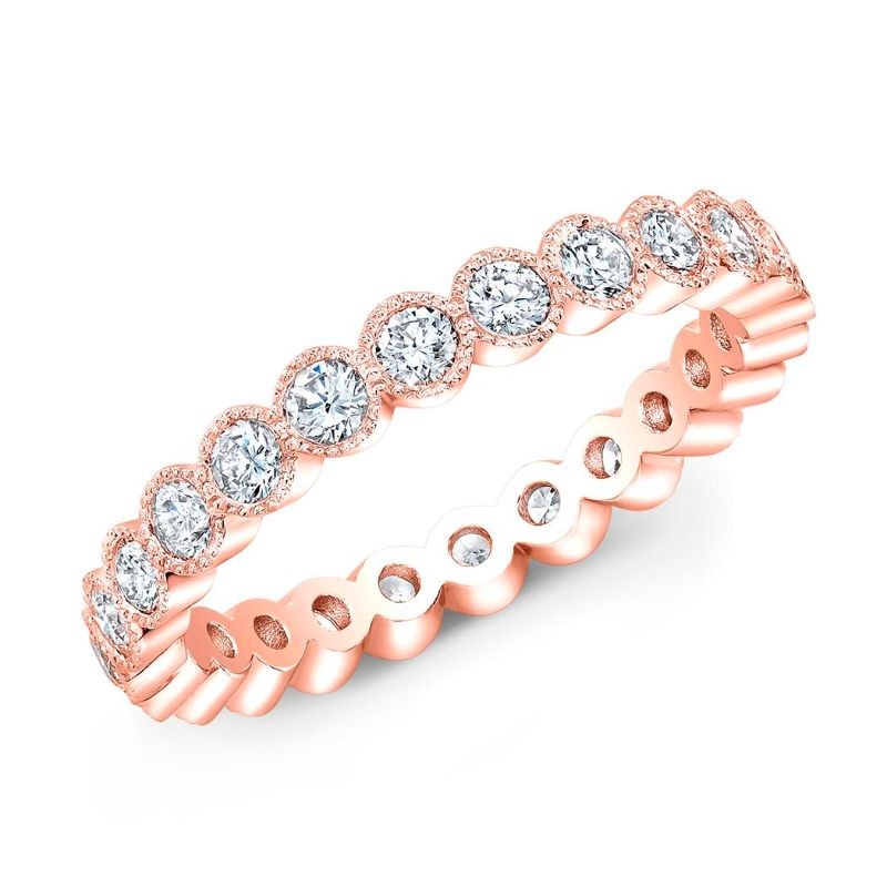 18K Beaded Diamond Eternity Bands