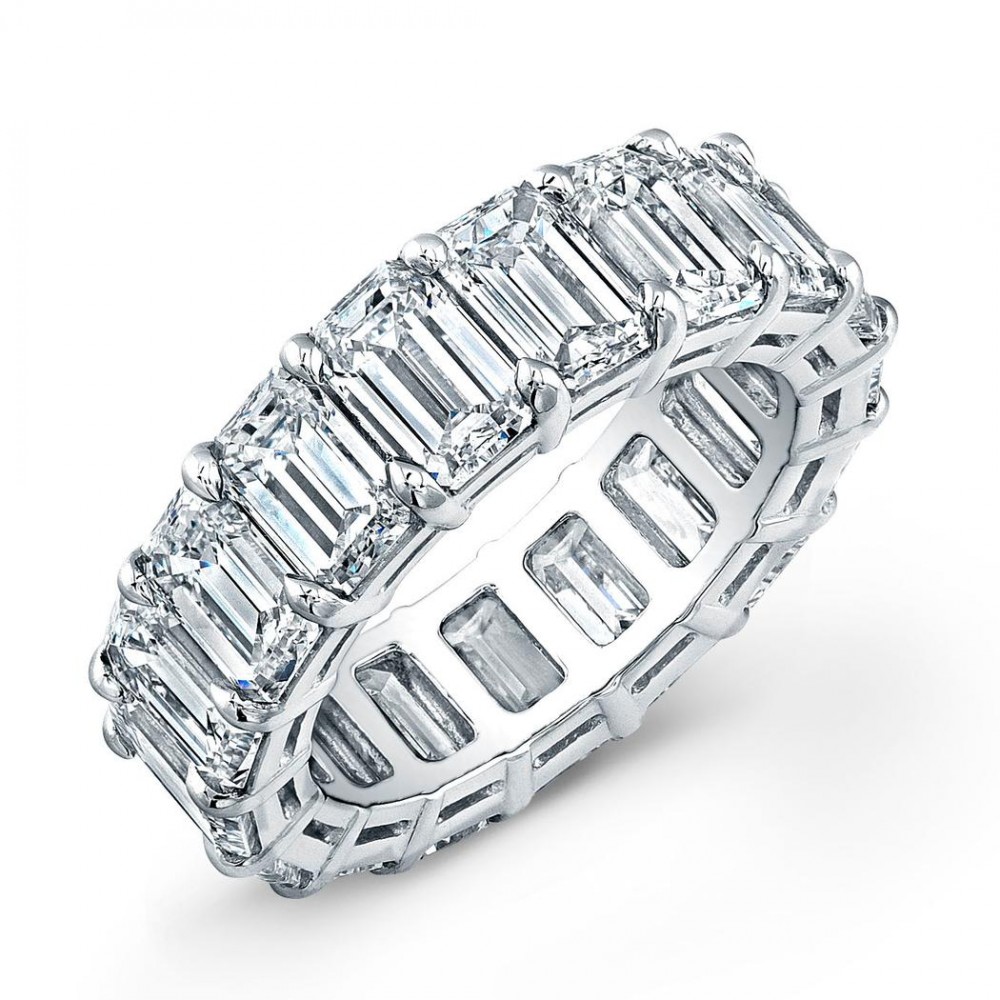 Platinum Emerald Cut Diamond Eternity Band