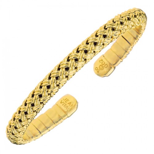 Jean Vitau 18K Basket Weave Cuff Bracelet
