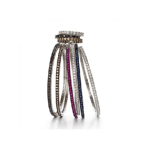 18K Gold Diamond & Gemstone Bangle Bracelets