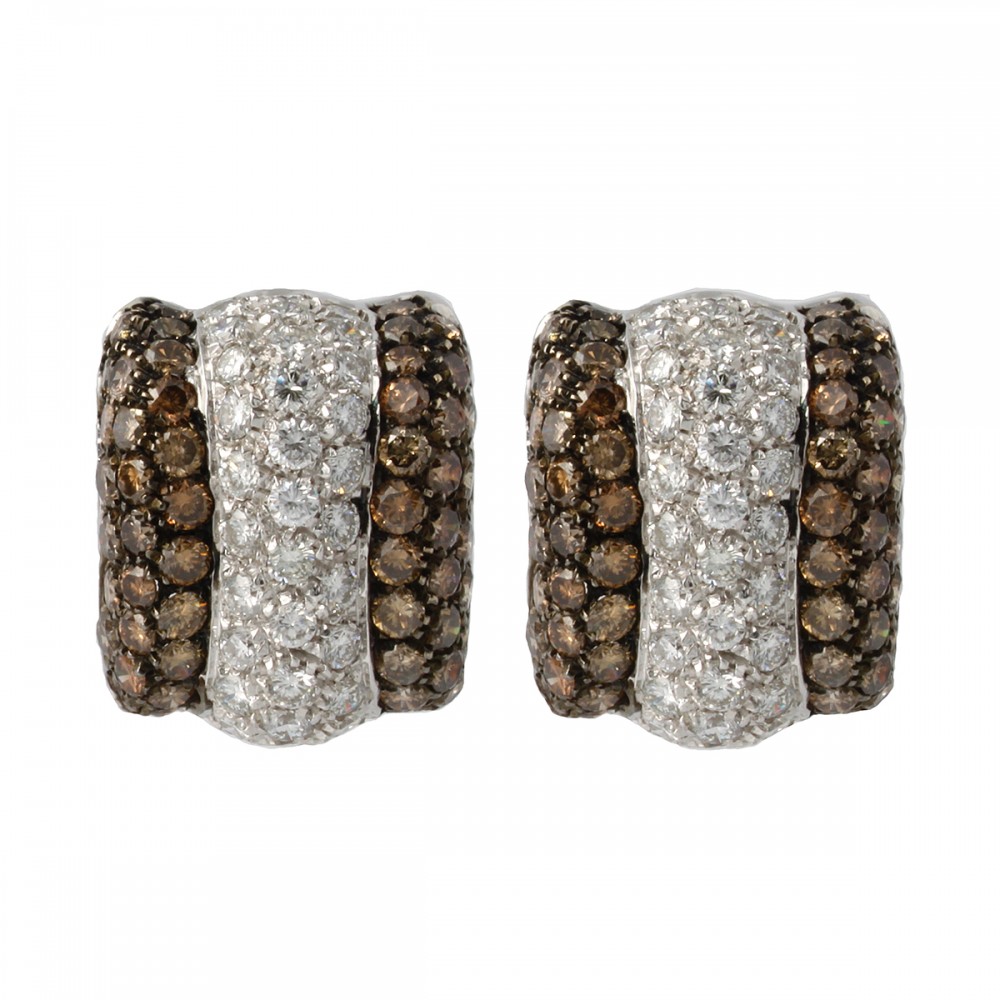 18K Brown & White Diamond Earrings