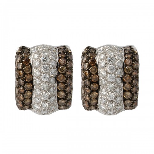 18K Brown & White Diamond Earrings