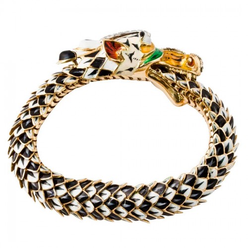 Estate Yellow Gold Enamel Dragon Bracelet