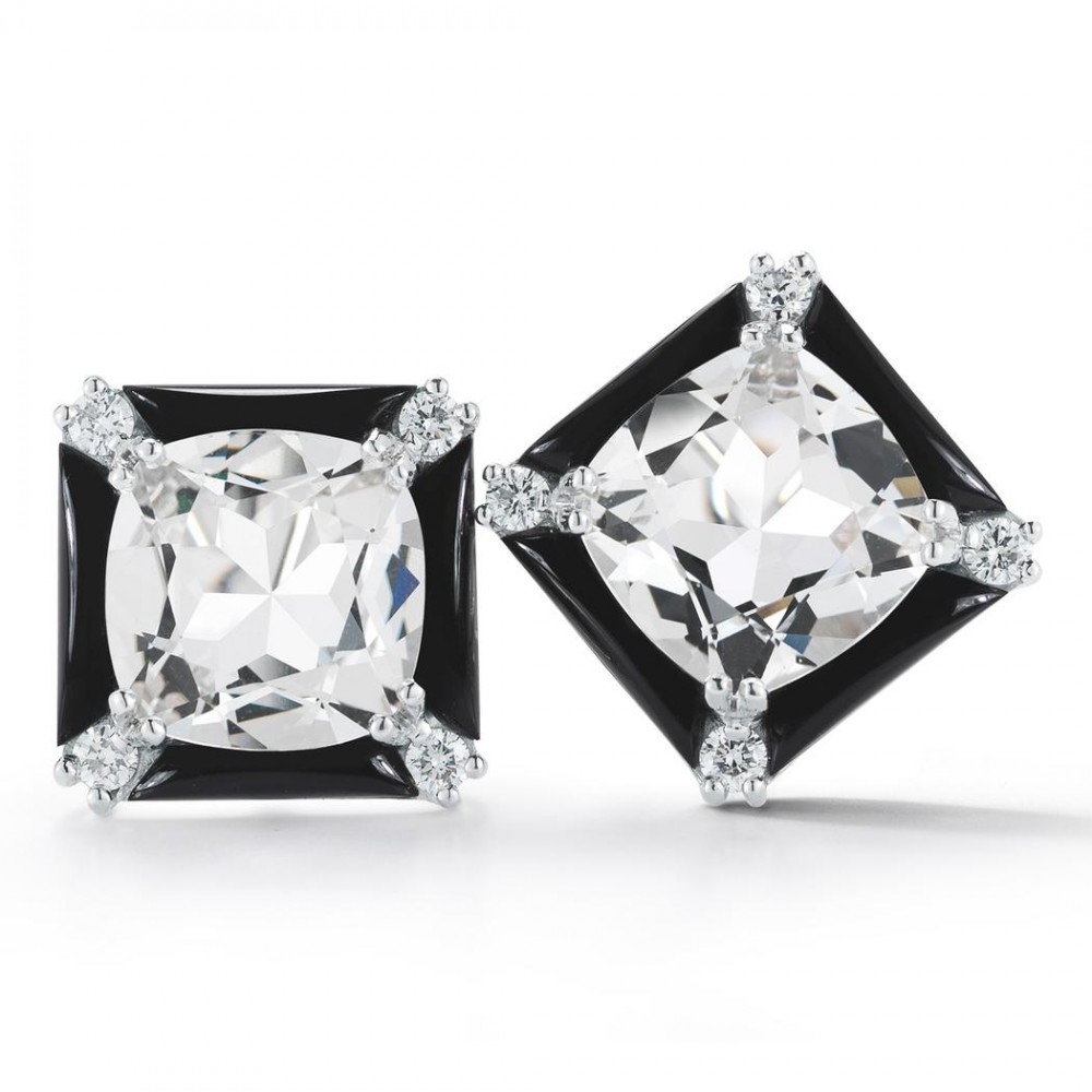 Seaman Schepps Black Onyx & Crystal Earrings