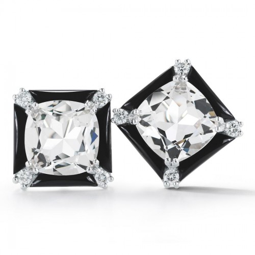 Seaman Schepps Black Onyx & Crystal Earrings