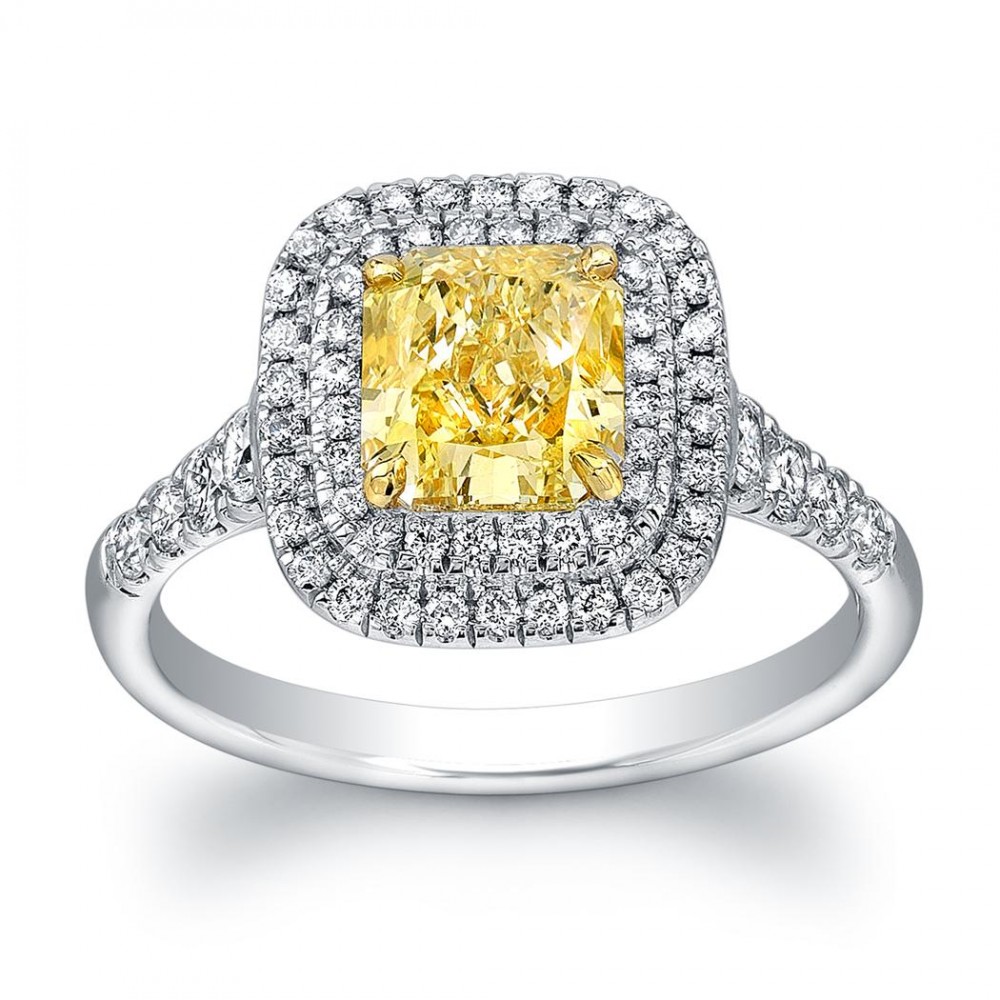 Fancy Yellow Diamond Halo Ring