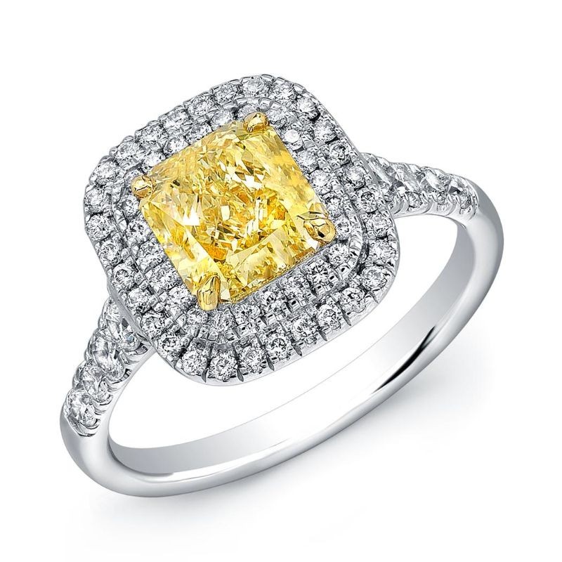 Fancy Yellow Diamond Halo Ring