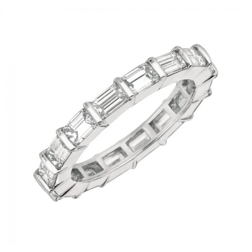 Gemlok© Platinum Diamond Baguette Eternity Band