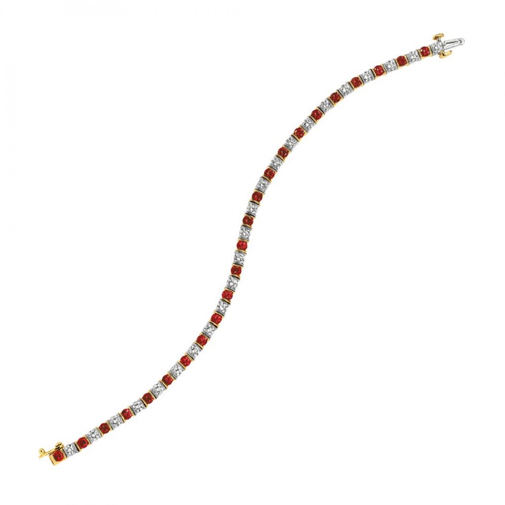 Gemlok© 18K Ruby and Diamond Line Bracelet