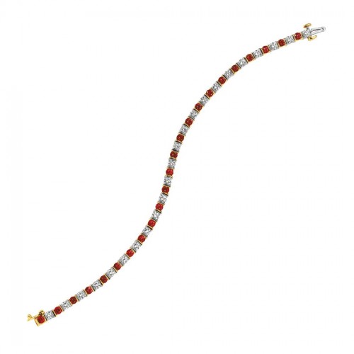 Gemlok© 18K Ruby and Diamond Line Bracelet