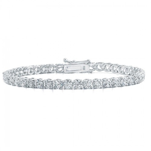 18K White Gold Four-Prong Diamond Tennis Bracelet