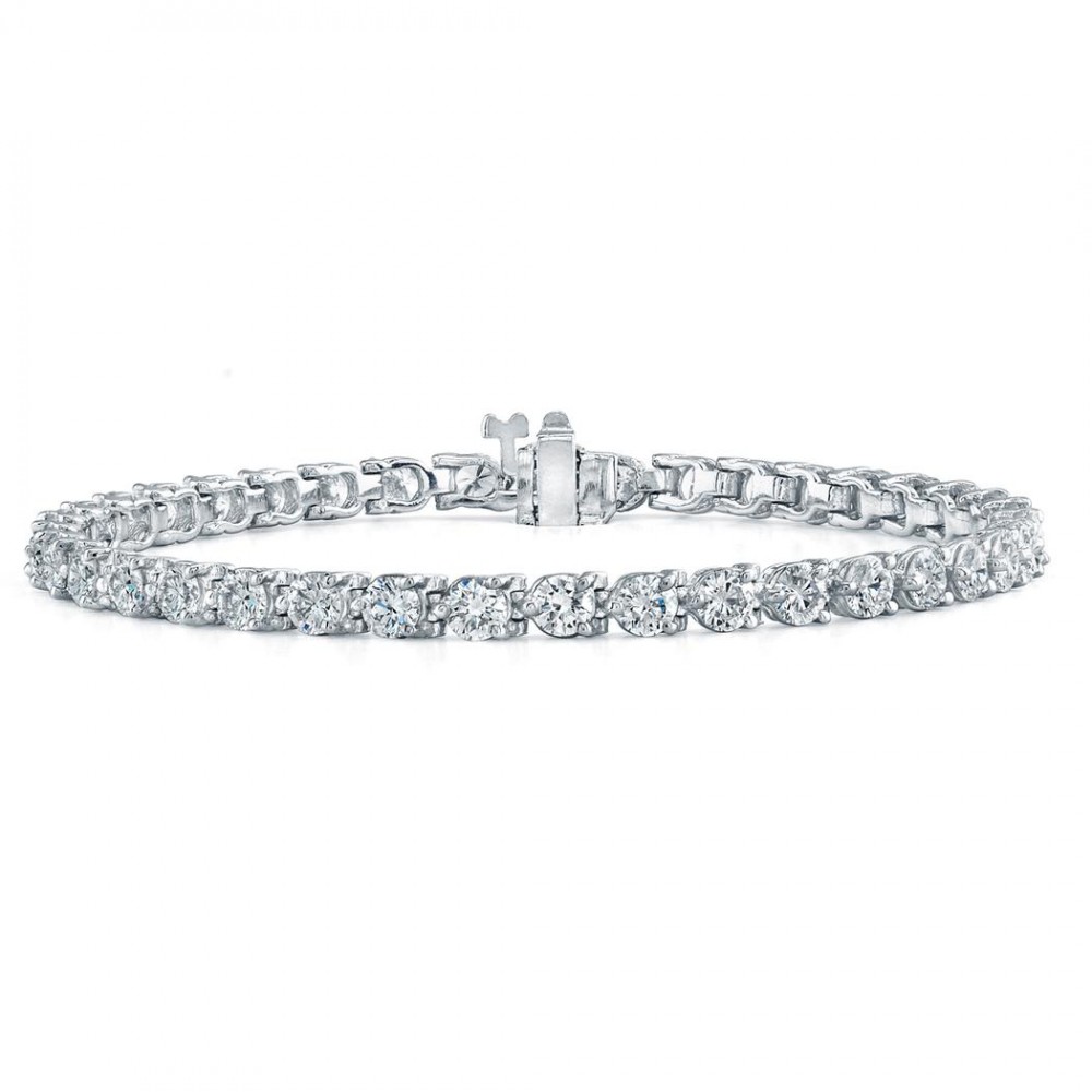 18K White Gold Three-Prong Diamond Tennis Bracelet