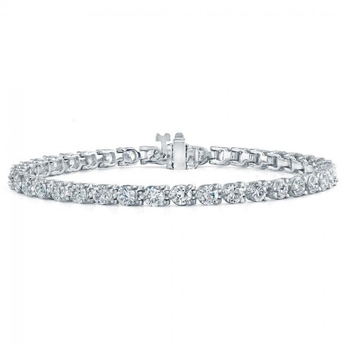 18K White Gold Three-Prong Diamond Tennis Bracelet