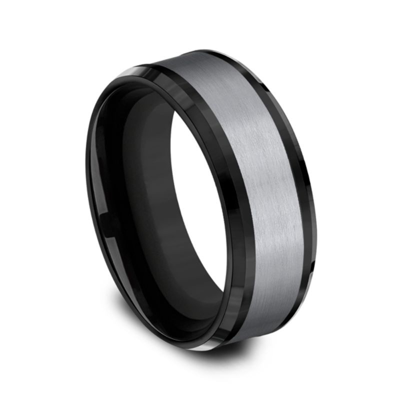 Grey Tantalum and Black Titanium two-tone Comfort-fit wedding band