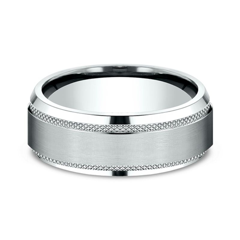 Comfort-Fit Design Wedding Band, Knurled Edge