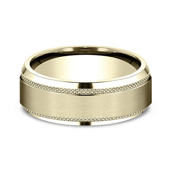 Comfort-Fit Design Wedding Band, Knurled Edge