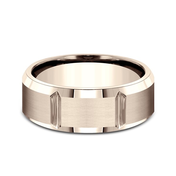 Comfort-Fit Design Wedding Ring, Carved 8mm