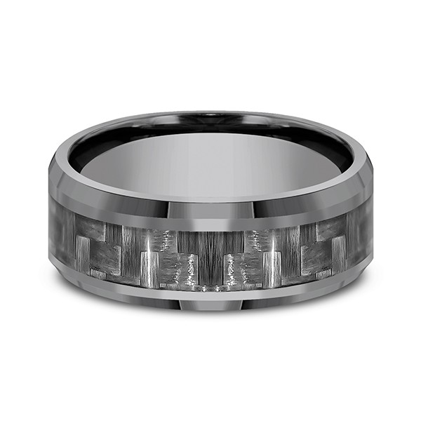 Tantalum Comfort-fit Design Wedding Band, Carbon Fiber Center
