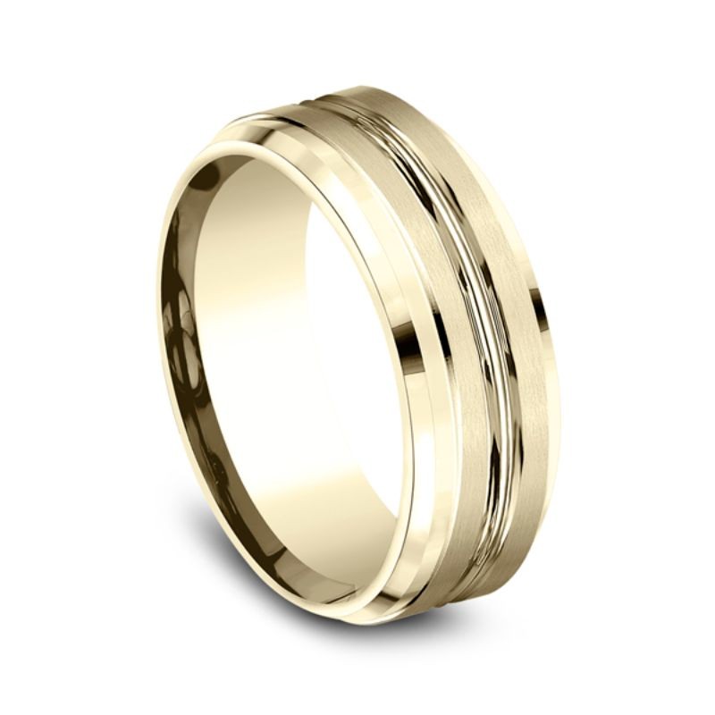 Comfort-Fit Design Wedding Ring, Satin 6.5mm