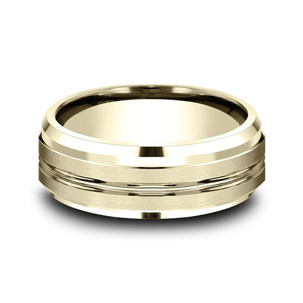 Comfort-Fit Design Wedding Ring, Satin 6.5mm