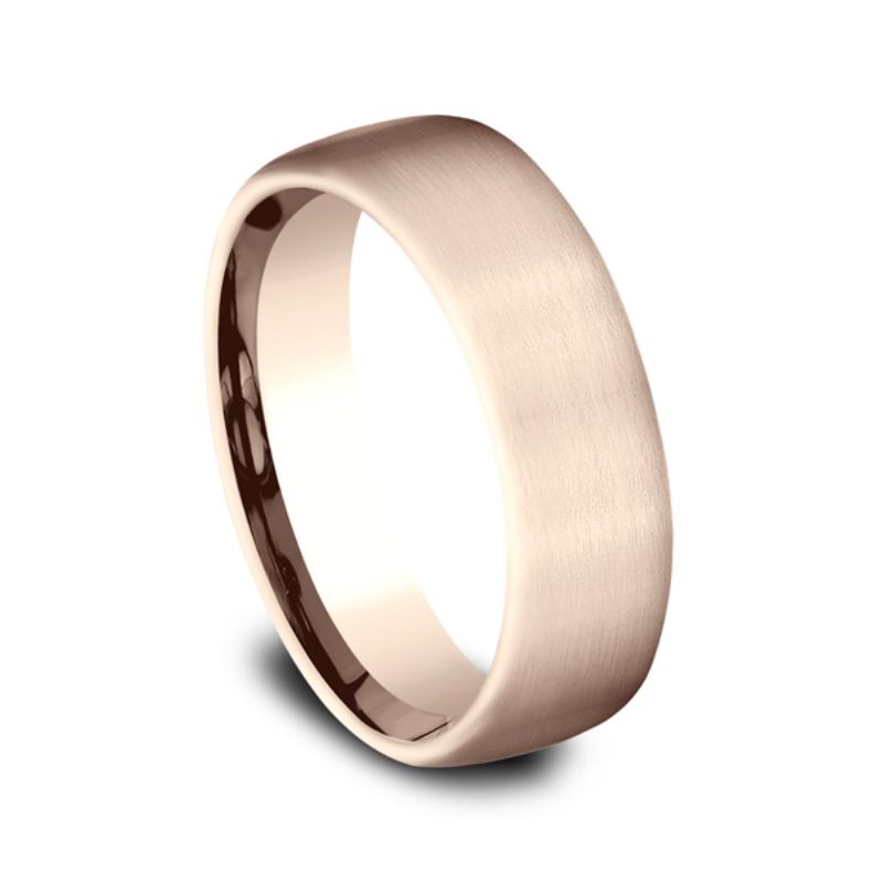 Comfort-Fit Design Wedding Ring, Satin 6.5mm
