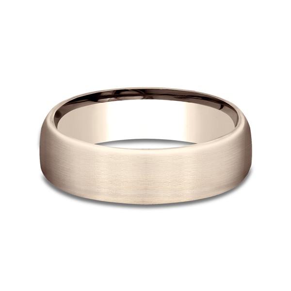 Comfort-Fit Design Wedding Ring, Satin 6.5mm