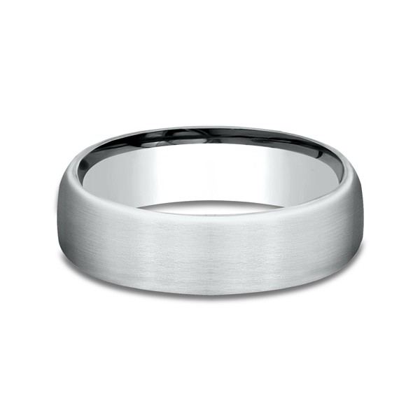 Comfort-Fit Design Wedding Ring, Satin 6.5mm