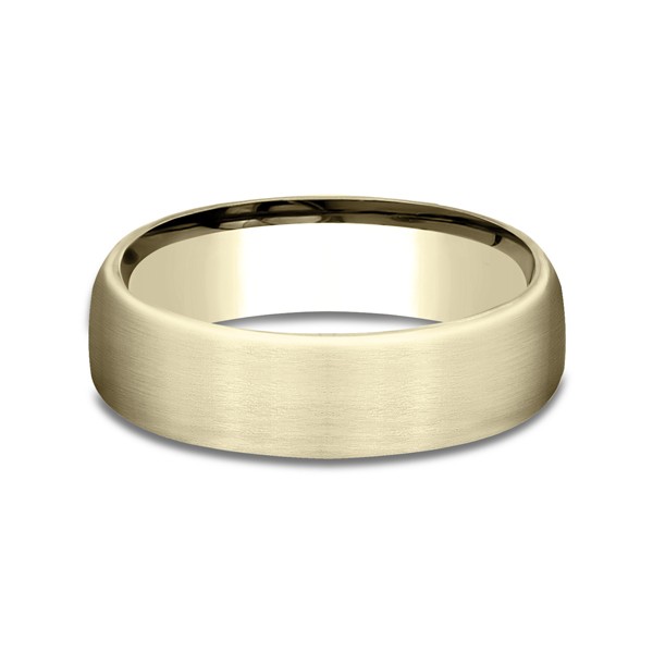Comfort-Fit Design Wedding Ring, Satin 6.5mm