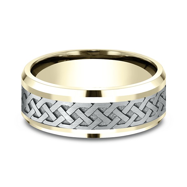 Two-Tone Comfort-Fit Design Wedding Band, Celtic Knot